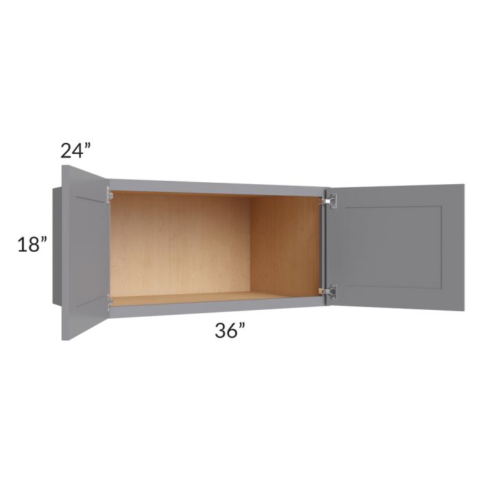 Grey Shaker 36x18x24 Wall Cabinet 