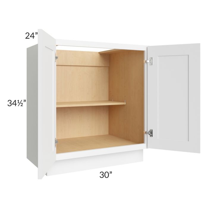 Brilliant White Shaker 30" Full Height Door Base Cabinet