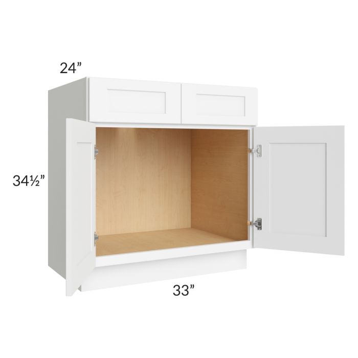 Brilliant White Shaker 33" Sink Base Cabinet 