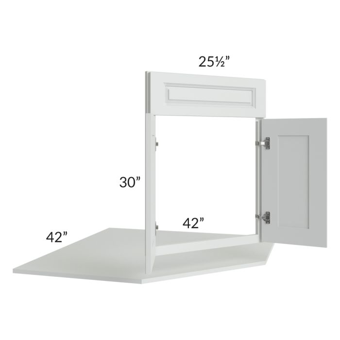 Lakewood White Corner Sink Base Front and Floor