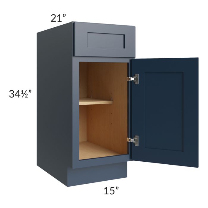 Midtown Blue Shaker 15" Vanity Base Cabinet