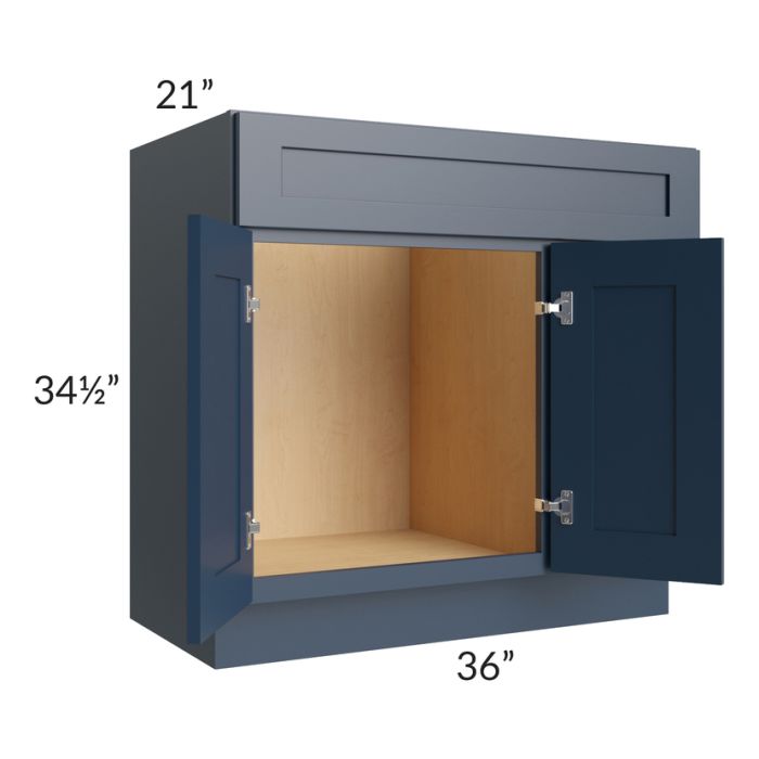 Midtown Blue Shaker 36" Vanity Sink and Drawer Combo (Drawers on Right)