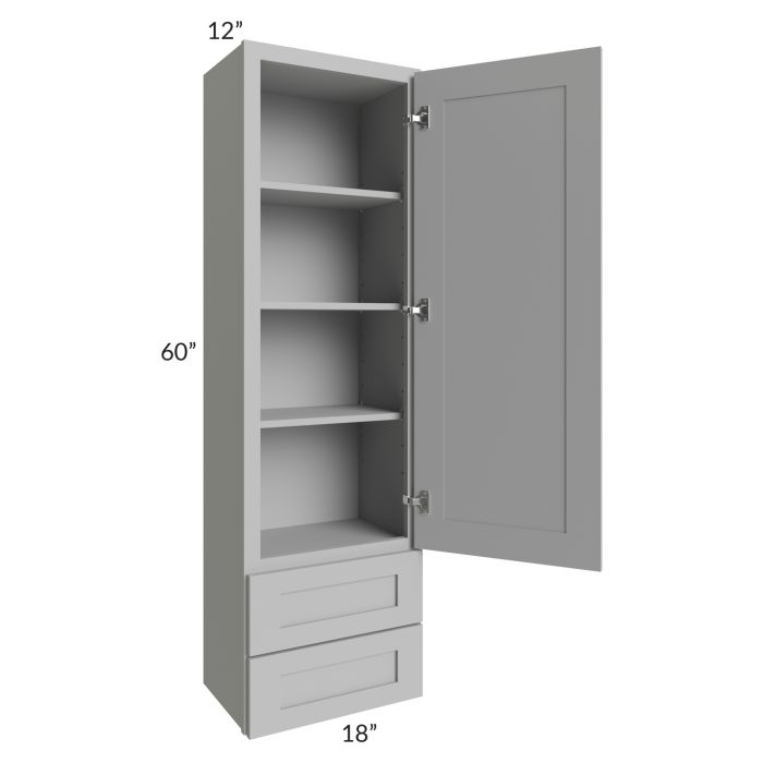 Dove Grey Shaker 18x60 Wall Cabinet With Drawers
