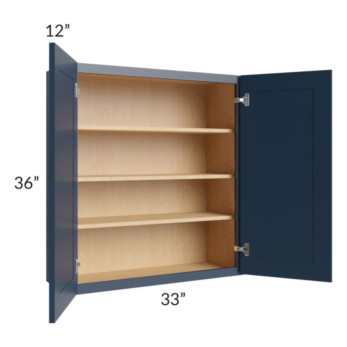 Midtown Blue Shaker 33x36 Wall Cabinet