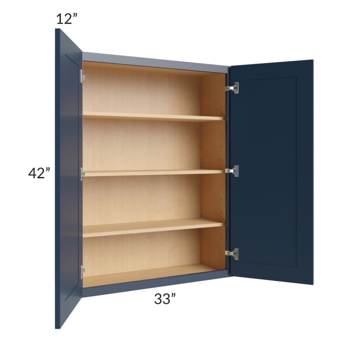 Midtown Blue Shaker 33x42 Wall Cabinet