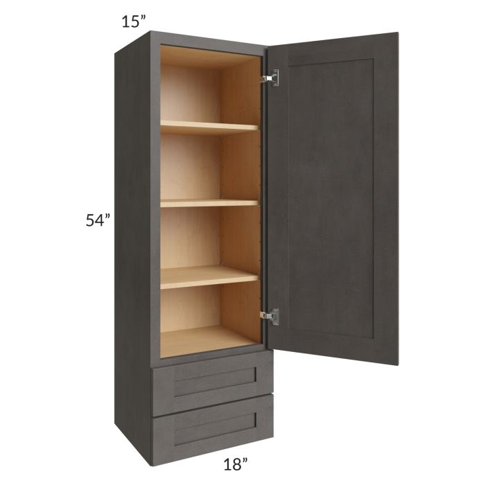 Midtown Dark Grey Shaker 18x54x15 Wall Cabinet with Drawers