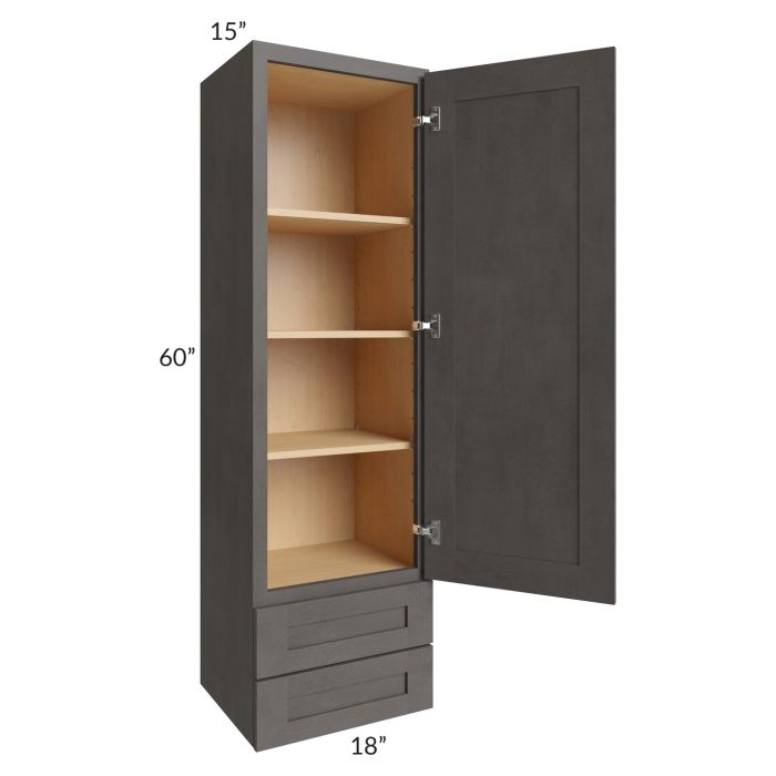 Midtown Dark Grey Shaker 18x60x15 Wall Cabinet with Drawers
