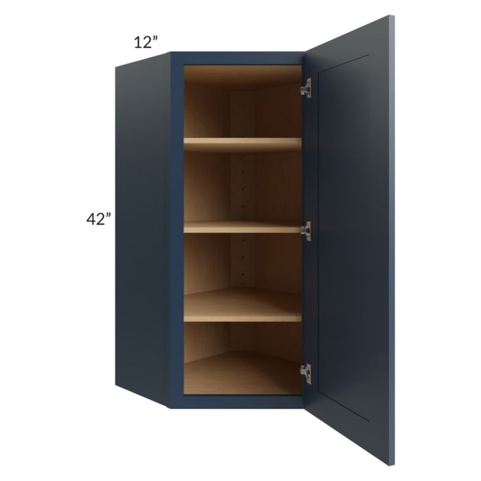 Midtown Blue Shaker 24x42 Diagonal Corner Wall Cabinet