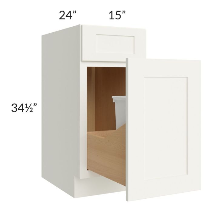 Linen Shaker 15" Base Cabinet with Single Trashcan Pullout