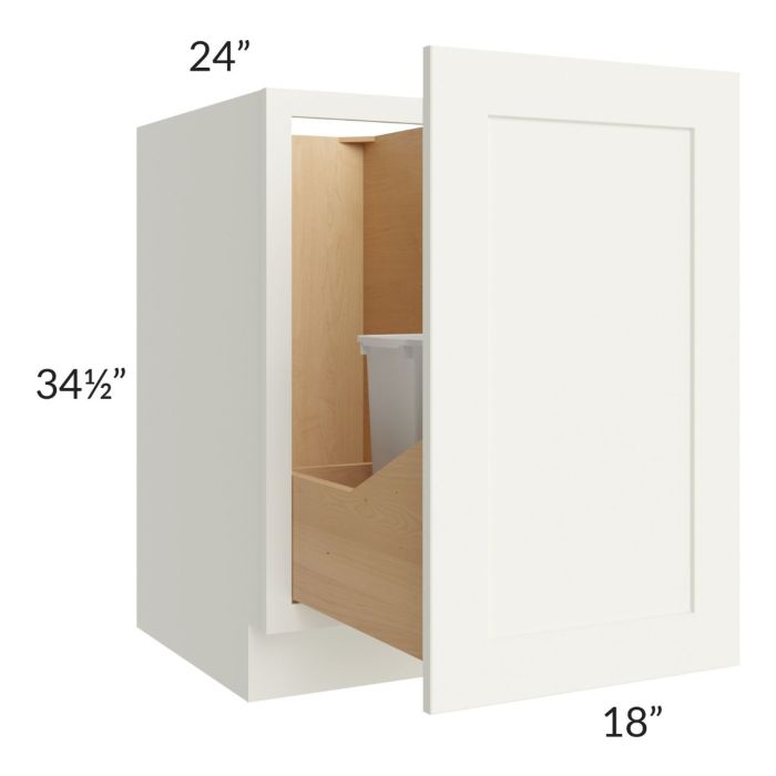Linen Shaker 18" Full Height Door Base Cabinet with Double Trashcan Pullout