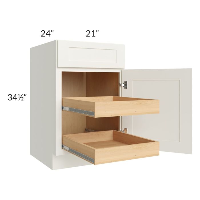 Linen Shaker 21" Base Cabinet with 2 Rollout Trays
