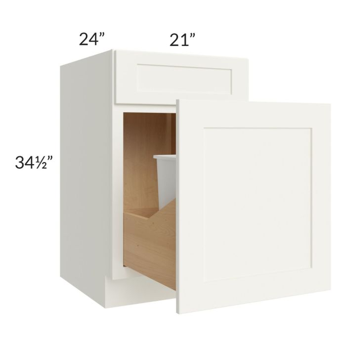 Linen Shaker 21" Base Cabinet with Double Trashcan Pullout