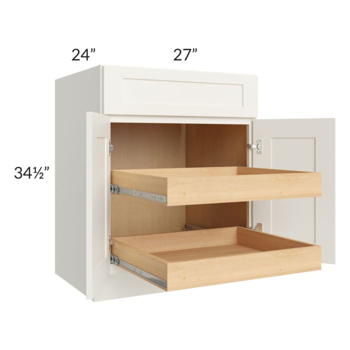 Linen Shaker 27" Base Cabinet with 2 Rollout Trays