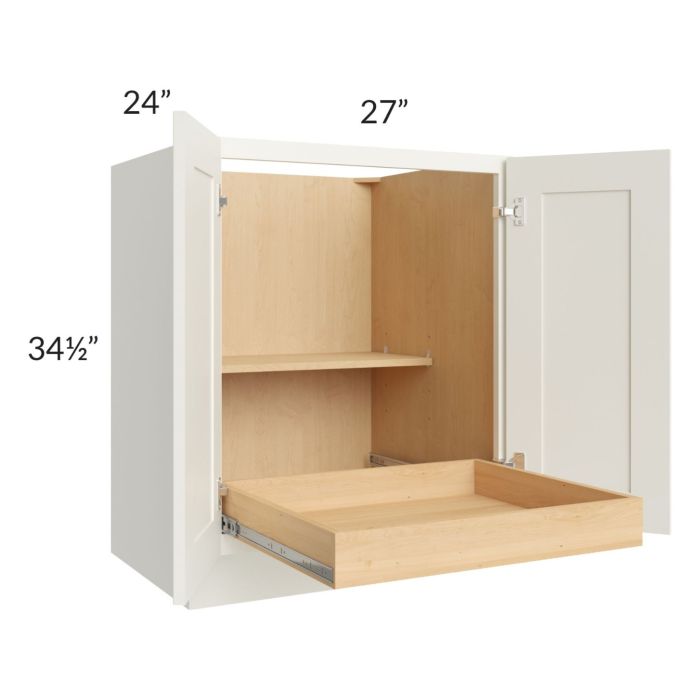 Linen Shaker 27" Full Height Base Cabinet with 1 Rollout Tray