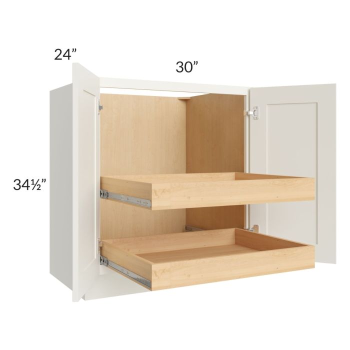 Linen Shaker 30" Full Height Base Cabinet with 2 Rollout Trays