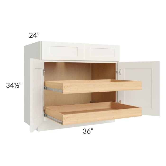 Linen Shaker 36" Base Cabinet with 2 Rollout Trays