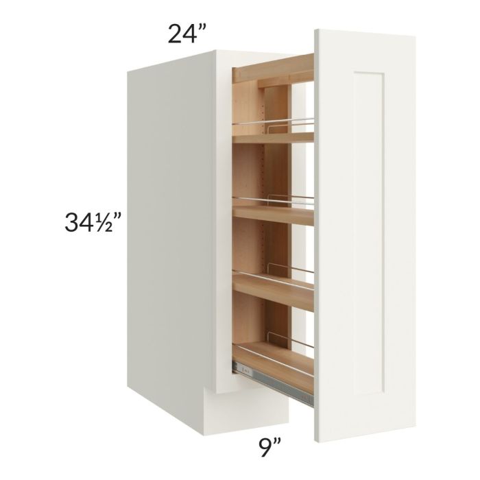 Linen Shaker 9" Full Height Door Base Cabinet with Shelf Pullout
