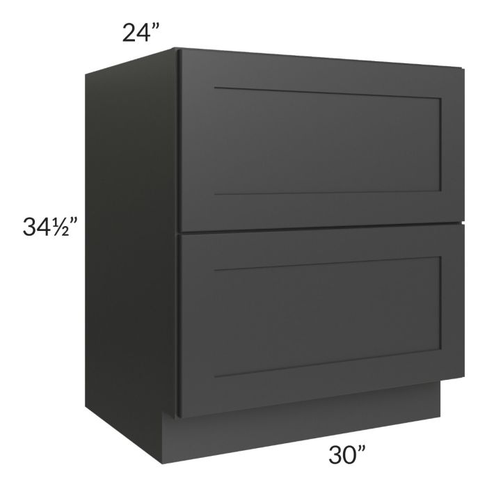 Madison Black Shaker 30" 2-Drawer Base Cabinet
