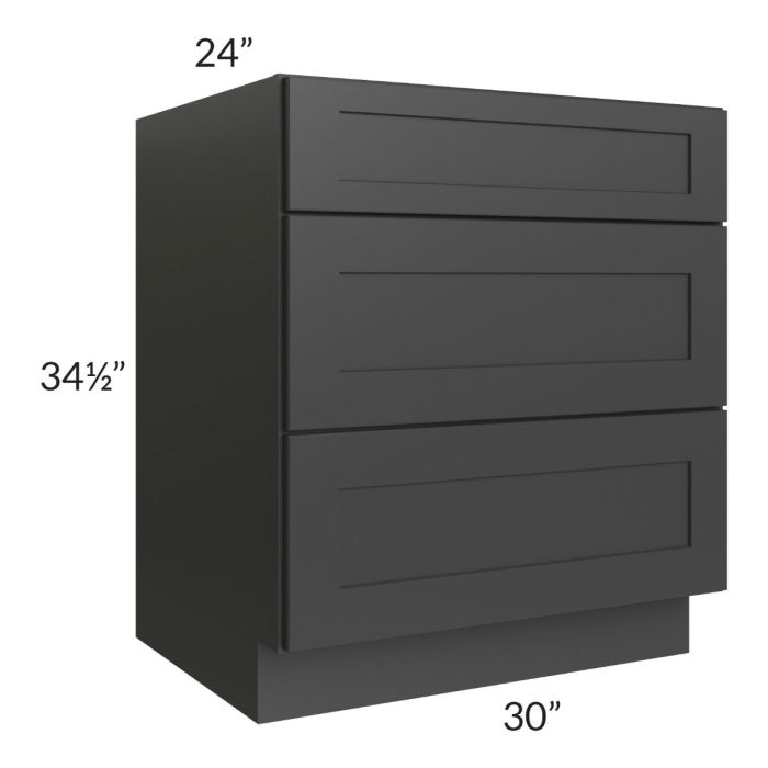 Madison Black Shaker 30" 3-Drawer Base Cabinet