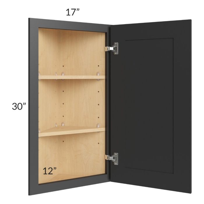 Madison Black Shaker 12x30 Angle Wall Cabinet