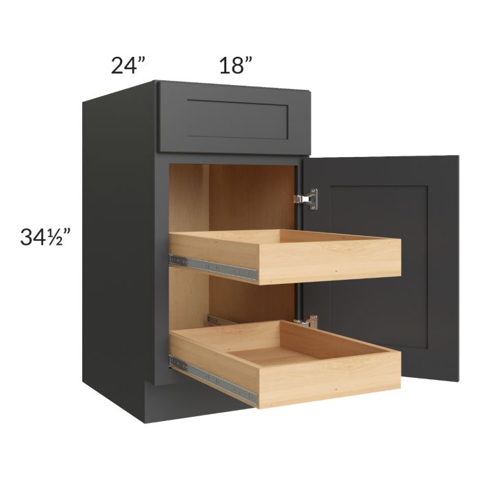 Madison Black Shaker 18" Base Cabinet with 2 Rollout Trays