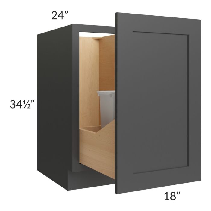 Madison Black Shaker 18" Full Height Door Base Cabinet with Double Trashcan Pullout