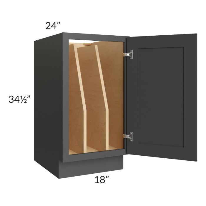 Madison Black Shaker 18" Full Height Door Tray Divider Base Cabinet