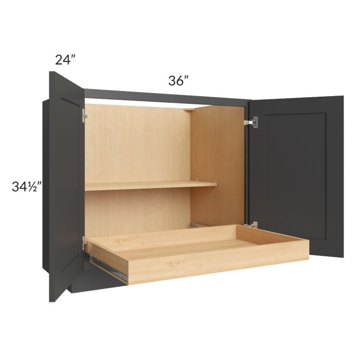 Madison Black Shaker 36" Full Height Base Cabinet with 1 Rollout Tray