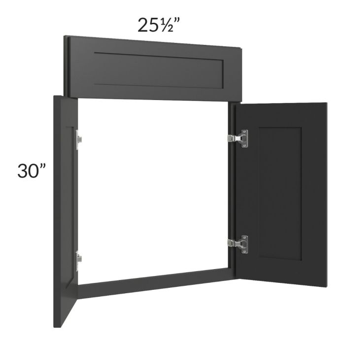 Madison Black Shaker Corner Sink Base Front and Floor