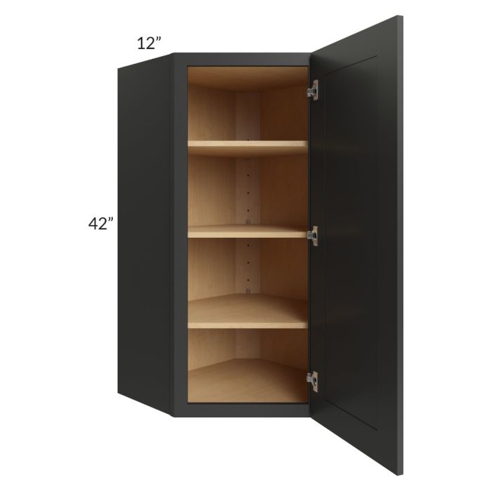 Madison Black Shaker 24x42 Wall Diagonal Corner Cabinet