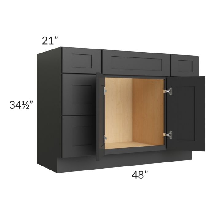Madison Black Shaker 48" Vanity Base Cabinet