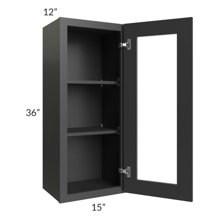 Madison Black Shaker 15x36 Wall Glass Door Cabinet (Prepped for Glass Doors)
