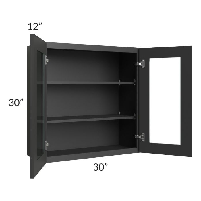 Madison Black Shaker 30x30 Wall Glass Door Cabinet (Prepped for Glass Doors)