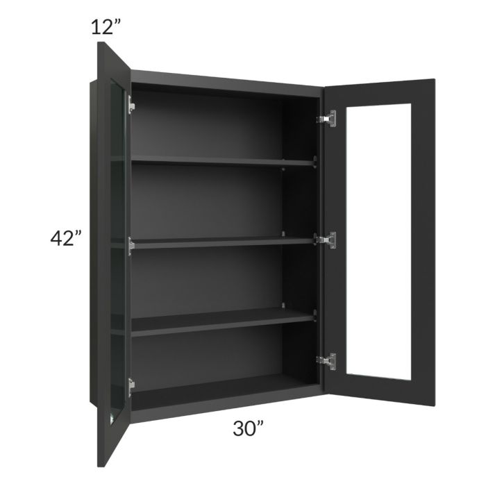 Madison Black Shaker 30x42 Wall Glass Door Cabinet (Prepped for Glass Doors)