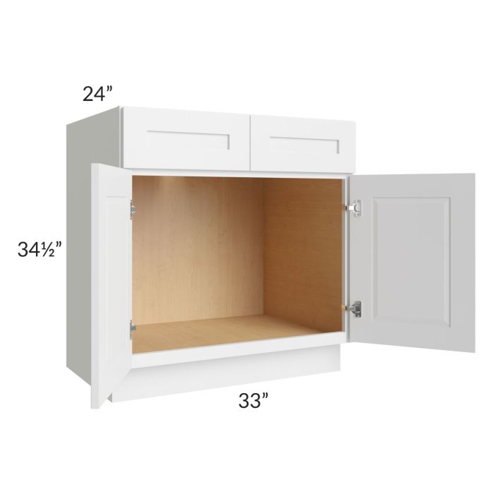 Brighton White Shaker 33" Sink Base Cabinet