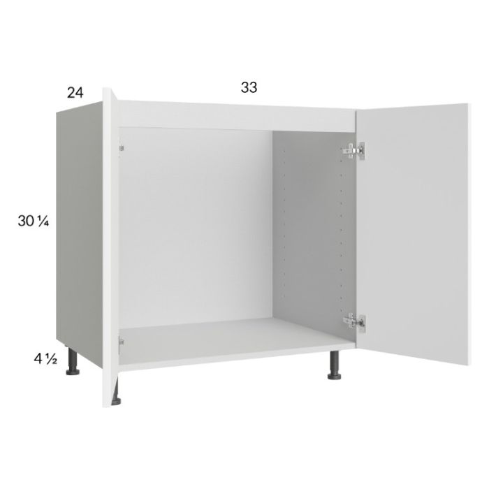 Euro Gloss White 33" Full Height Door Sink Base Cabinet