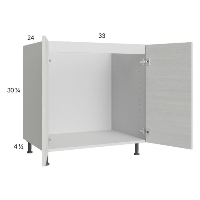 Euro White Grain 33" Full Height Door Sink Base Cabinet