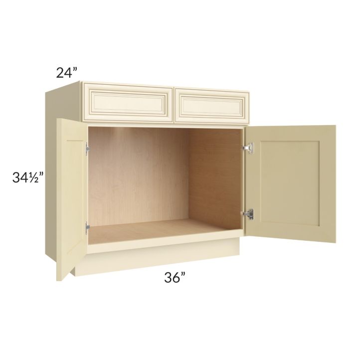 Phoenix Cream Glaze 36" Sink Base Cabinet