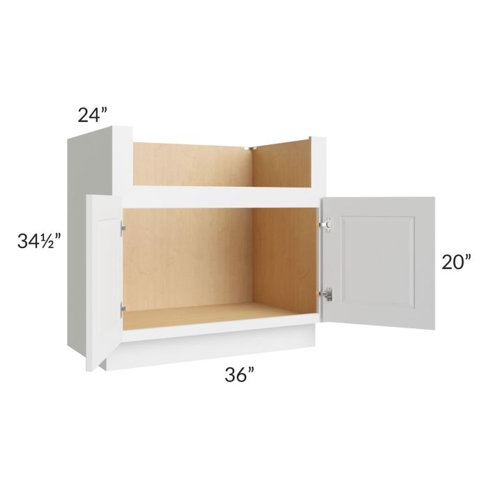 Brighton White Shaker 36" Farm Sink Base Cabinet