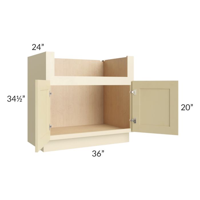 Phoenix Cream Glaze 36" Farm Sink Base Cabinet