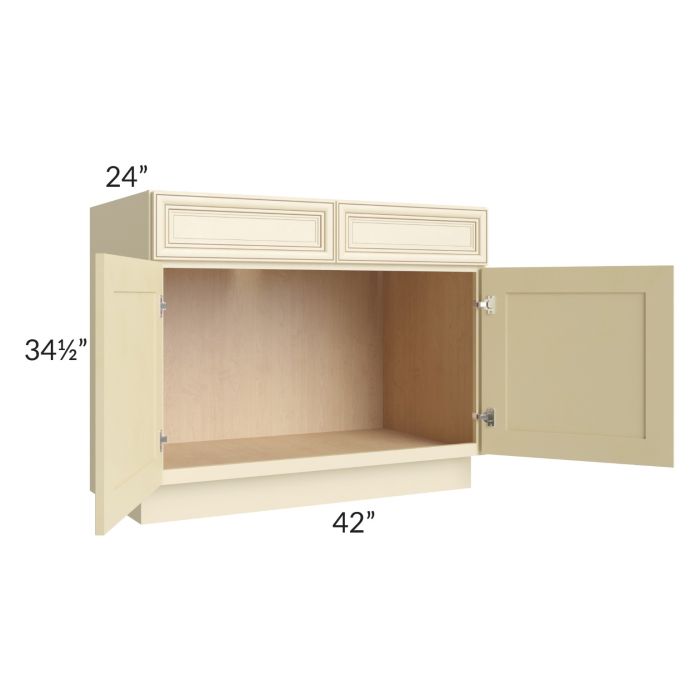 Phoenix Cream Glaze 42" Sink Base Cabinet