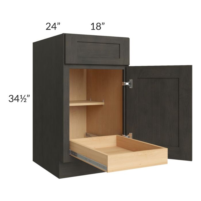 Charcoal Grey Shaker 18" Base Cabinet with 1 Rollout Tray