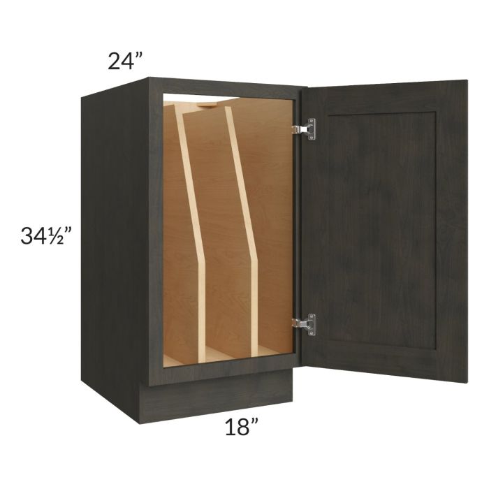 Charcoal Grey Shaker 18" Full Height Door Tray Divider Base Cabinet