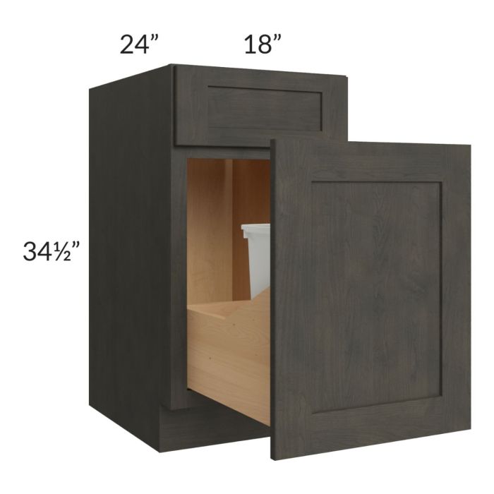 Charcoal Grey Shaker 18" Base Cabinet with Double Trashcan Pullout