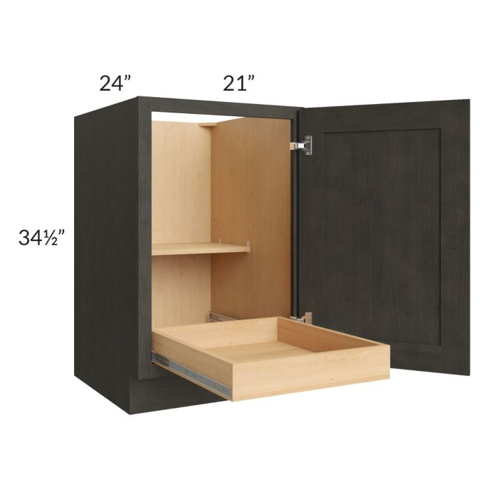 Charcoal Grey Shaker 21" Full Height Door Base Cabinet with 1 Rollout Tray