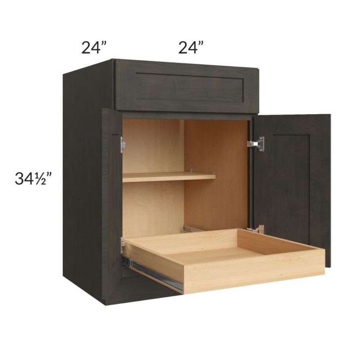 Charcoal Grey Shaker 24" Base Cabinet with 1 Rollout Tray