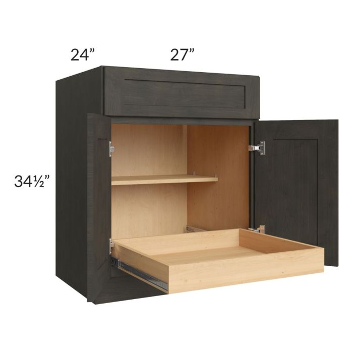 Charcoal Grey Shaker 27" Base Cabinet with 1 Rollout Tray