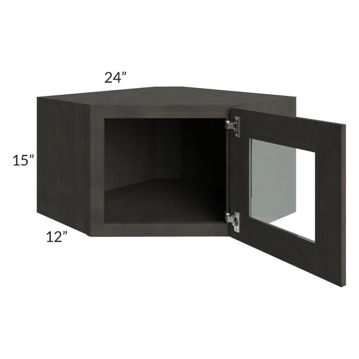 Charcoal Grey Shaker 24x15 Decorative Wall Diagonal Corner Cabinet
