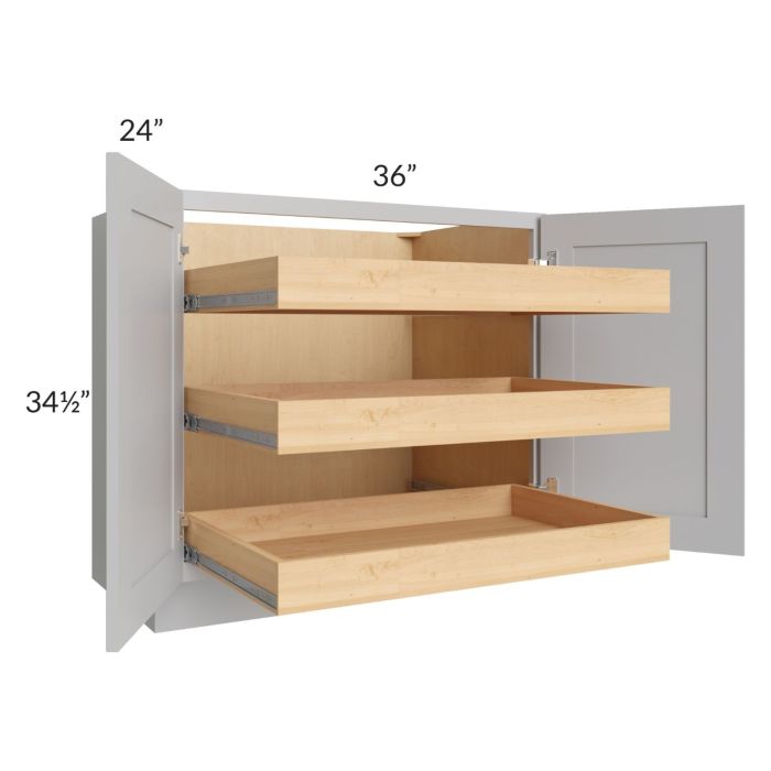 Stone Shaker 36" Full Height Base Cabinet with 3 Rollout Trays