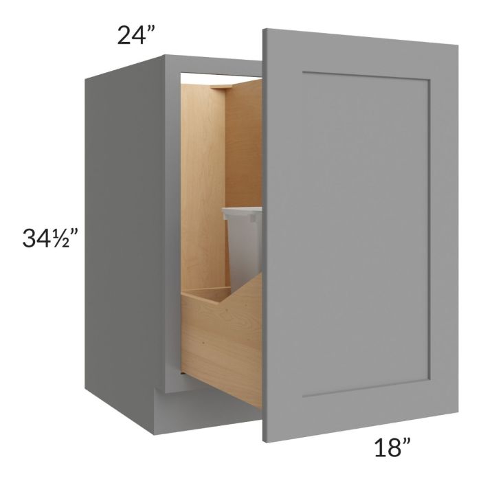Graphite Grey Shaker 18" Full Height Door Base Cabinet with Double Trashcan Pullout